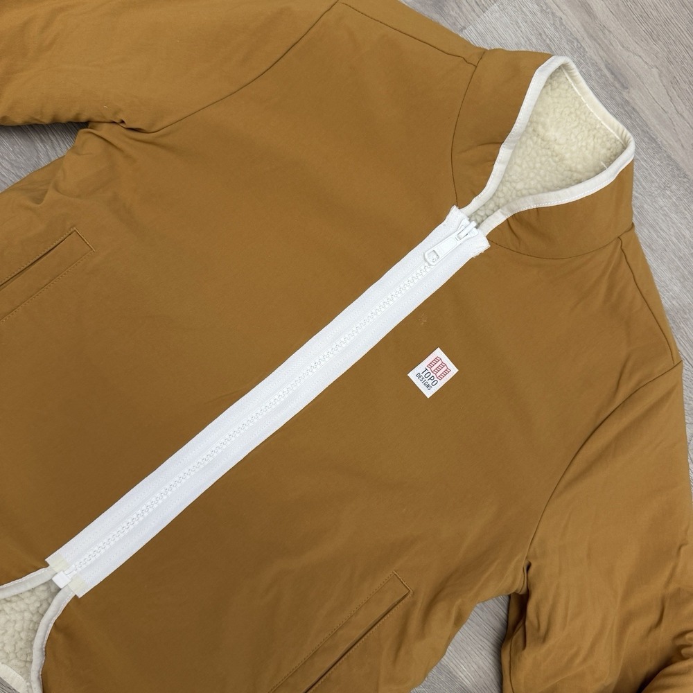 Topo Designs Sherpa Jacket Womens S Reversible Cream Khaki Fleece Full Zip